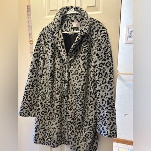 Chico's Black and Gray Animal Print Teddy Jacket